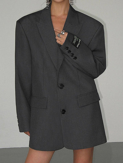 Damen Oversized-Blazer mit klassischem Reverskragen