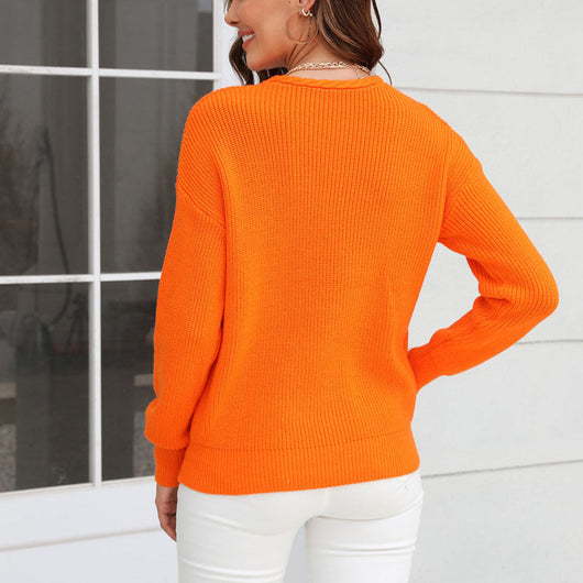 Damen Strickpullover mit V-Ausschnitt in lockerer Passform