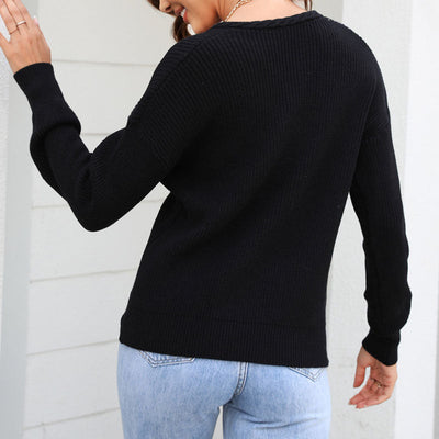 Damen Strickpullover mit V-Ausschnitt in lockerer Passform