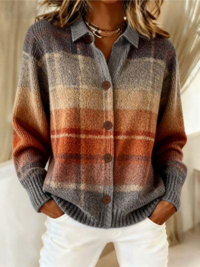 Damen Flanellbluse mit Karomuster und Knopfleiste
