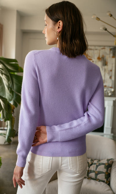 Damen Kaschmirpullover mit Rundhalsausschnitt im Doppelstrick
