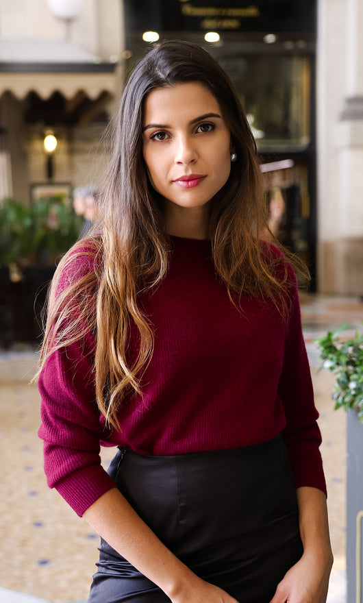 Damen Kaschmirpullover mit Rundhalsausschnitt im Doppelstrick