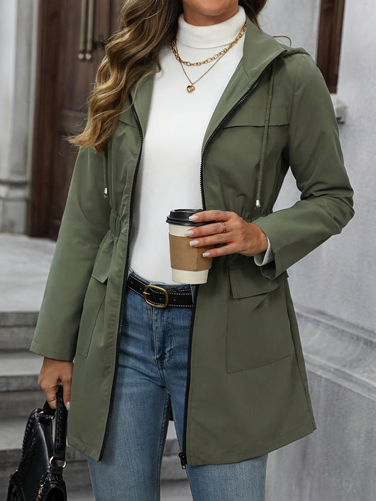 Damen Übergangsjacke mit Kapuze und Reißverschluss