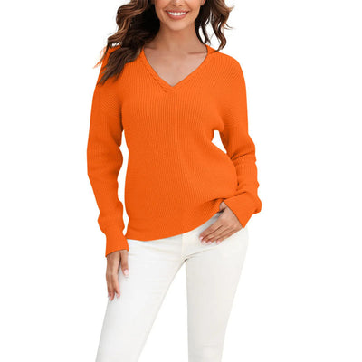 Damen Strickpullover mit V-Ausschnitt in lockerer Passform