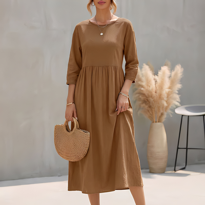 Damen Midi-Sommerkleid mit Empire-Taille und Seitentaschen
