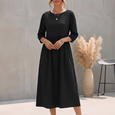 Damen Midi-Sommerkleid mit Empire-Taille und Seitentaschen