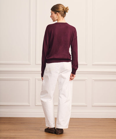 Damen feiner Strickpullover mit Rundhalsausschnitt