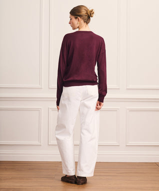 Damen feiner Strickpullover mit Rundhalsausschnitt