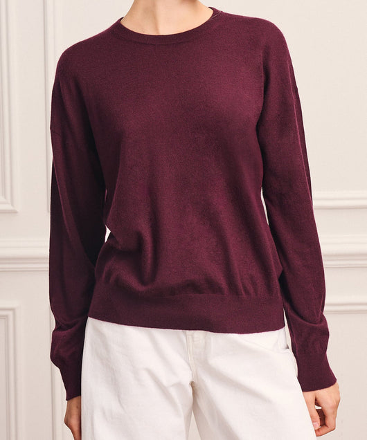 Damen feiner Strickpullover mit Rundhalsausschnitt