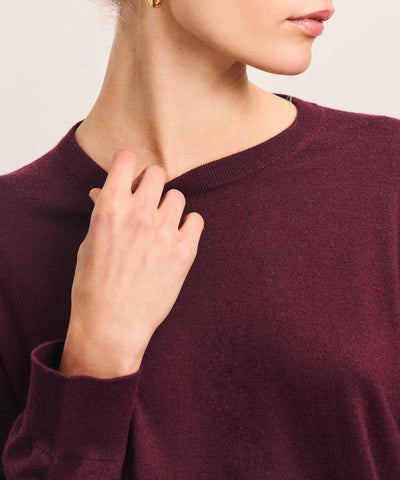 Damen feiner Strickpullover mit Rundhalsausschnitt