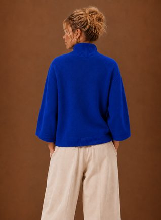 Damen Grobstrickpullover mit Stehkragen oversized