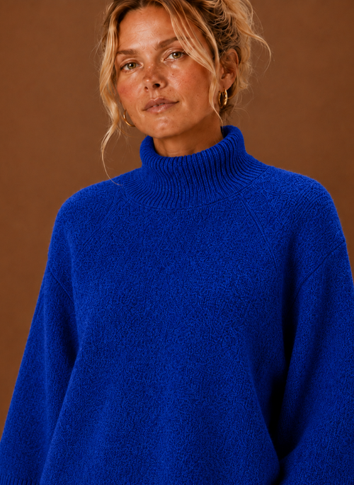 Damen Grobstrickpullover mit Stehkragen oversized