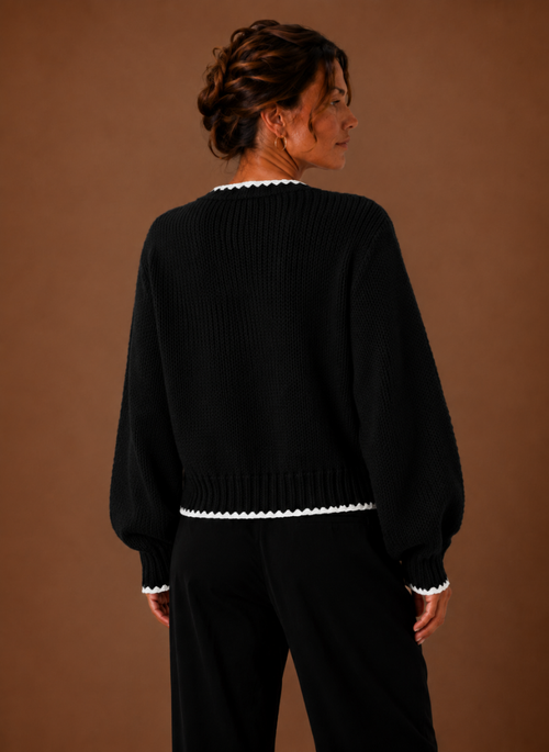 Damen Strickjacke mit Wellenkante und Schleife