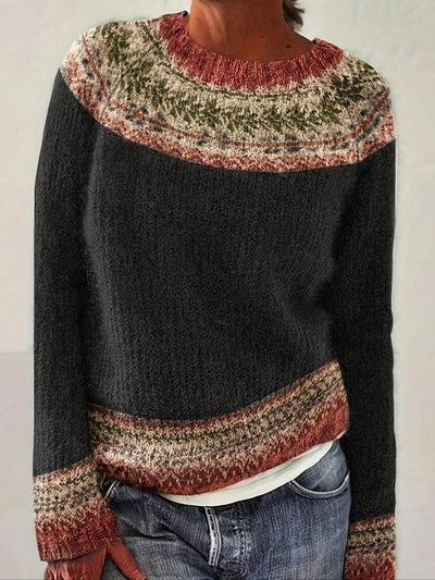 Damen Ethno-Pullover mit Raglanärmeln