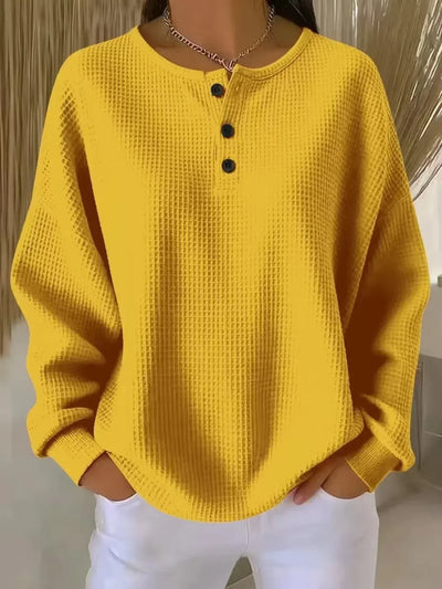 Damen Sweatshirt mit Waffelstrick und Kragen