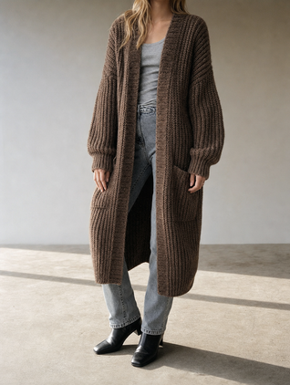 Aldvina | Damen Lange Strickjacke Oversize
