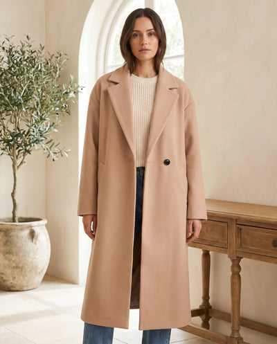 Astrid Mantel in Wolloptik oversized – Khaki