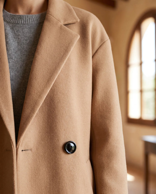 Astrid Mantel in Wolloptik oversized – Khaki