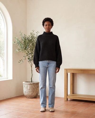 Camille Rollkragenpullover grobstrick – Schwarz