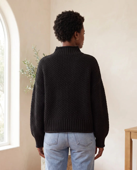 Camille Rollkragenpullover grobstrick – Schwarz