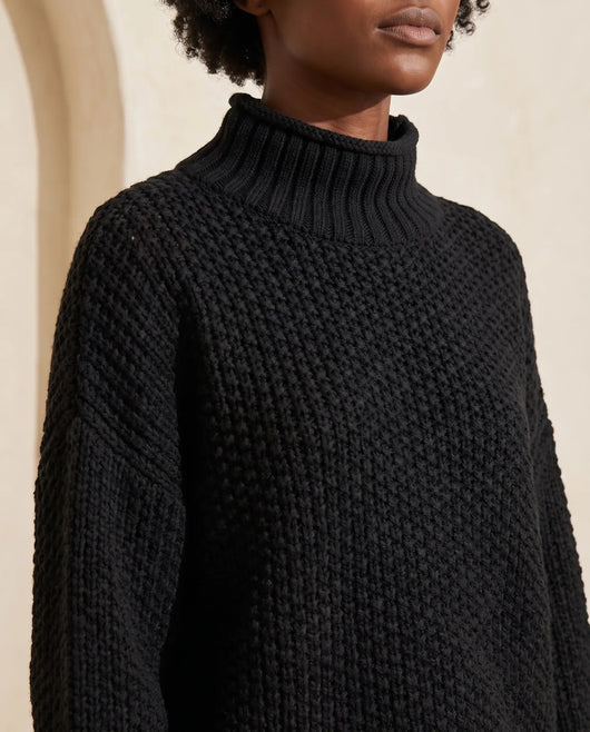 Camille Rollkragenpullover grobstrick – Schwarz