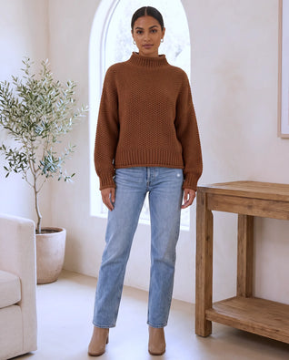 Camille Rollkragenpullover grobstrick – Braun