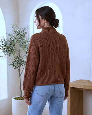 Camille Rollkragenpullover grobstrick – Braun