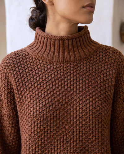 Camille Rollkragenpullover grobstrick – Braun