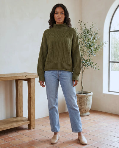 Camille Rollkragenpullover grobstrick – Grün