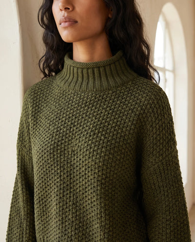 Camille Rollkragenpullover grobstrick – Grün