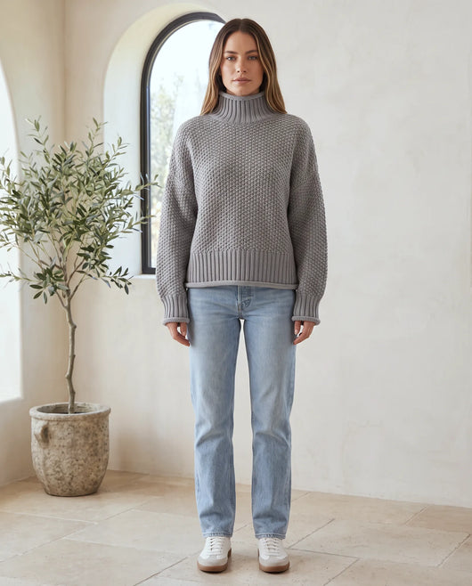 Camille Rollkragenpullover grobstrick – Grau