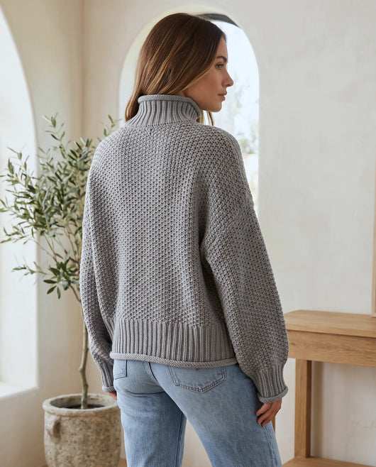 Camille Rollkragenpullover grobstrick – Grau