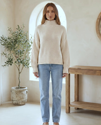 Camille Rollkragenpullover grobstrick – Weiß