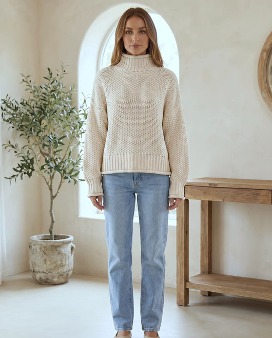 Camille Rollkragenpullover grobstrick – Weiß