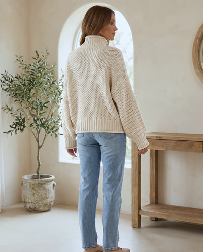 Camille Rollkragenpullover grobstrick – Weiß