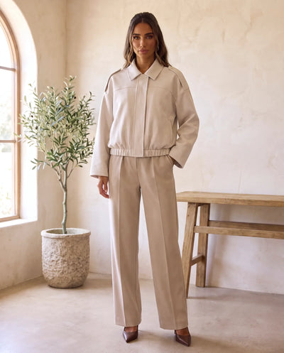 Hadley Hemdjacke in Wildlederoptik oversized – Beige
