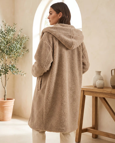 Elsie Teddymantel mit Kapuze – Beige