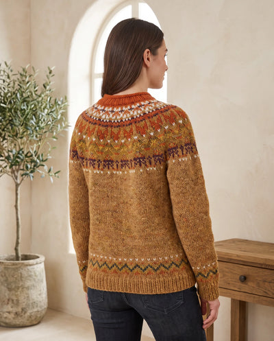 Ingrid Norwegerpullover mit Rundhals – Braun