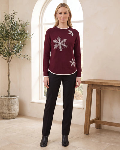 Ingrid Norwegerpullover mit Rundhals – Bordeaux