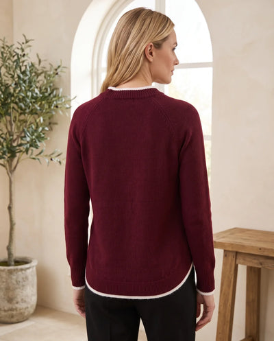Ingrid Norwegerpullover mit Rundhals – Bordeaux
