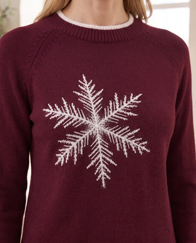 Ingrid Norwegerpullover mit Rundhals – Bordeaux