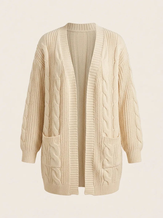 Juniper Strickjacke grobstrick mit Zopfmuster – Beige