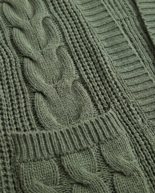 Juniper Strickjacke grobstrick mit Zopfmuster – Grün