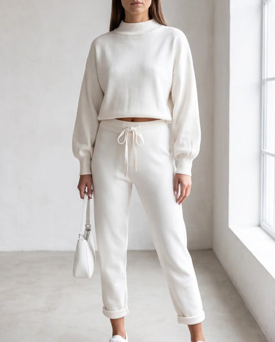 Cleo Strick-Set mit Hose – Weiß