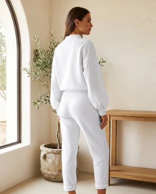 Cleo Strick-Set mit Hose – Weiß