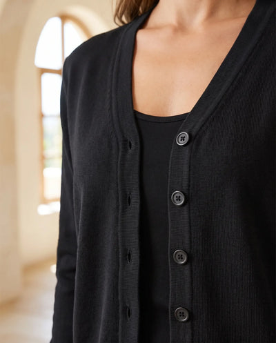 Odette Strickjacke feinstrick mit V-Ausschnitt – Schwarz
