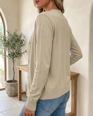 Odette Strickjacke feinstrick mit V-Ausschnitt – Khaki