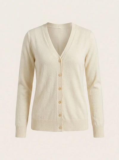 Odette Strickjacke feinstrick mit V-Ausschnitt – Weiß