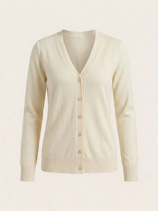 Odette Strickjacke feinstrick mit V-Ausschnitt – Weiß