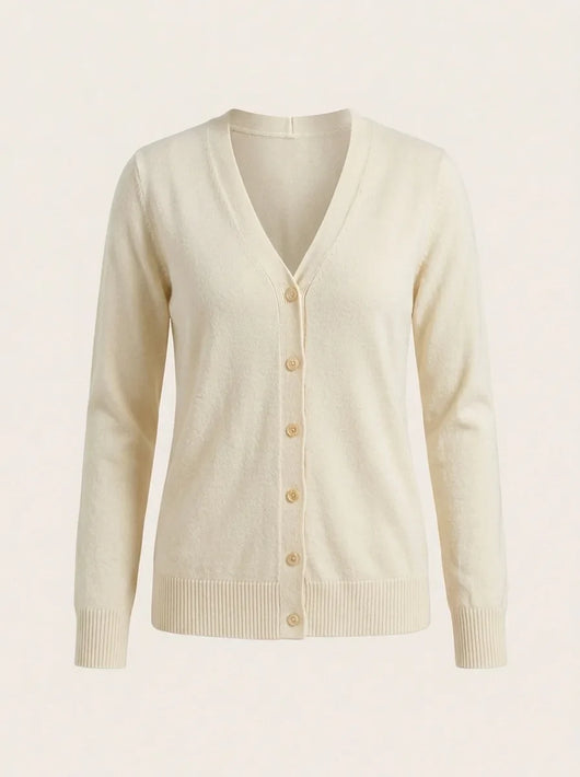 Odette Strickjacke feinstrick mit V-Ausschnitt – Weiß